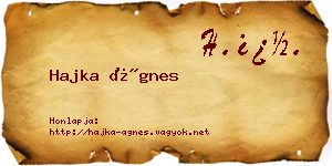 Hajka Ágnes névjegykártya